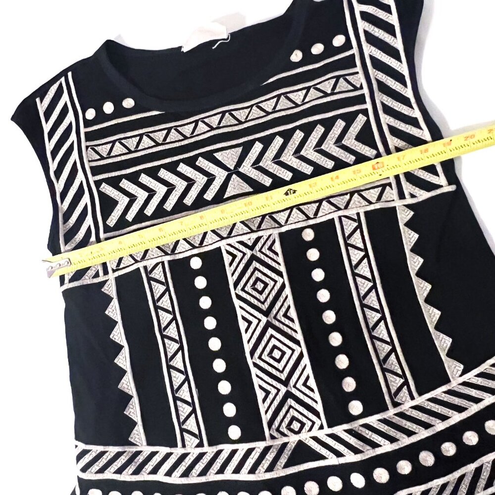 Savanna Jane Embroidered Aztec Top Black Blouse Boho Chic Medium - Picture 10 of 13